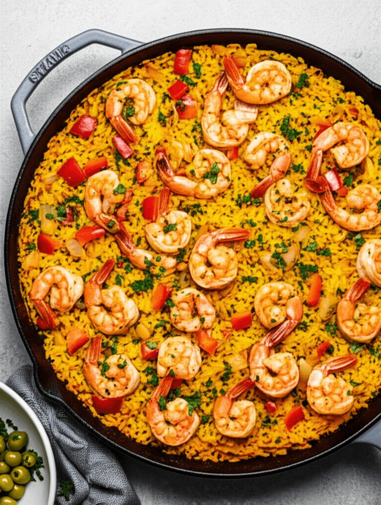 saffron-spiced shrimp skillet