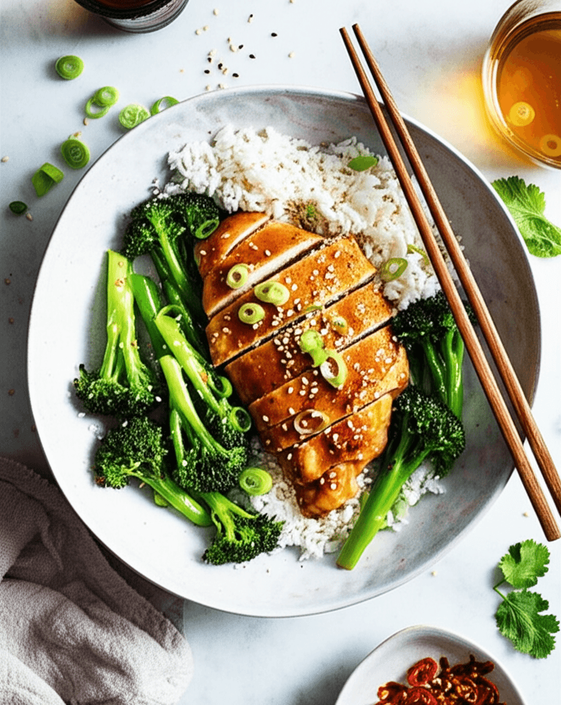 Honey Miso Chicken With Ginger Broth & Rice