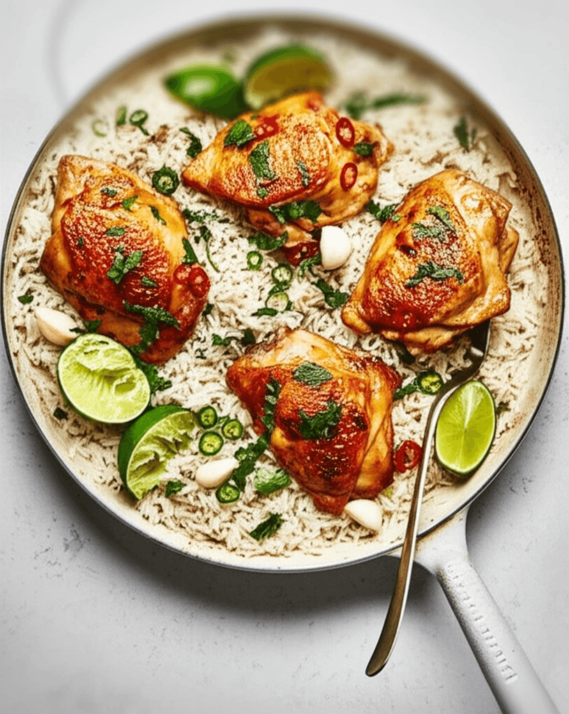 one-pan coconut-lime chicken and rice