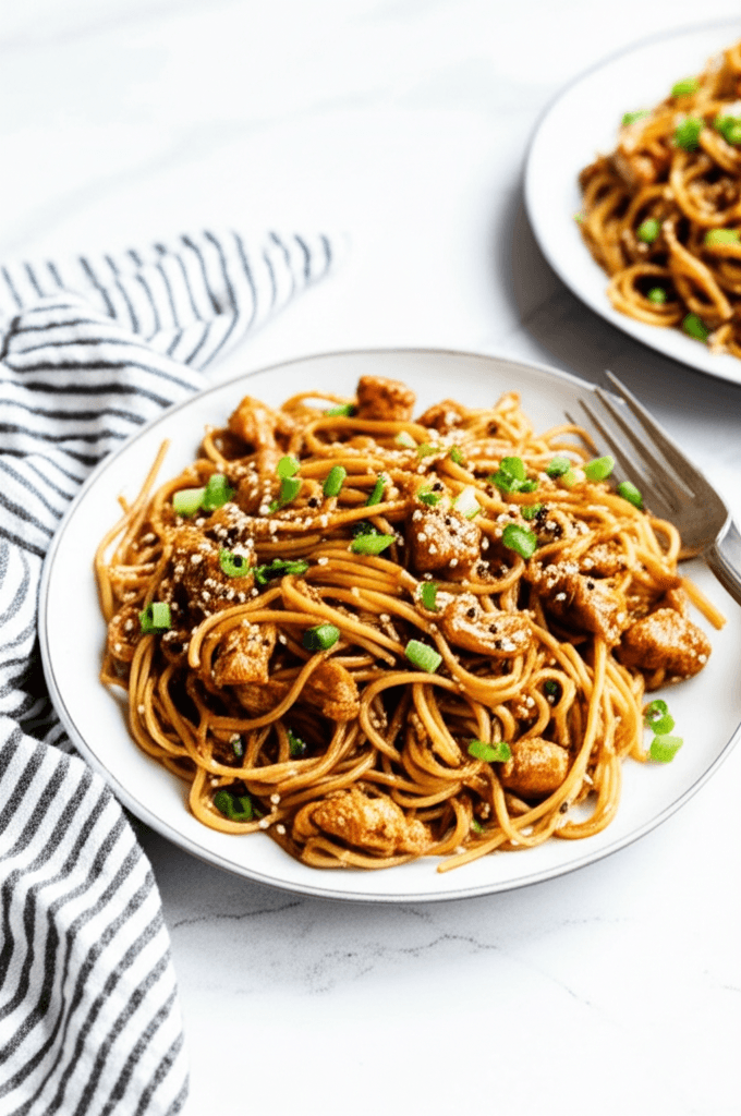 One Pan Spicy Soy Noodles with Chicken