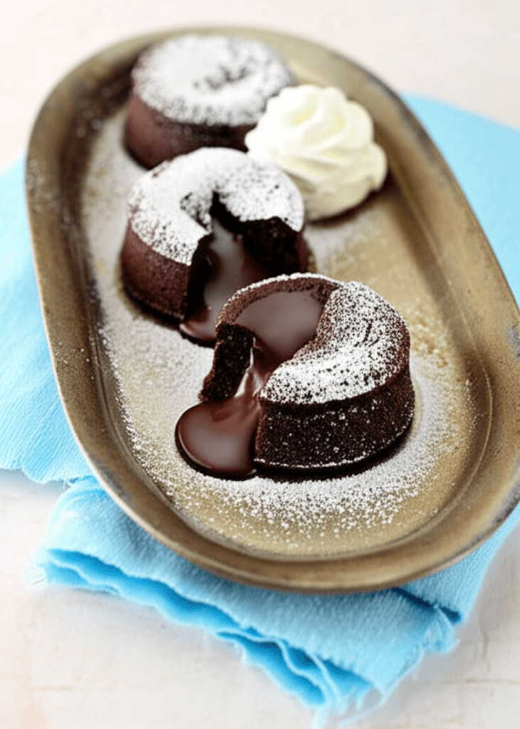 Molten Chocolate Cakes with whipped cream
